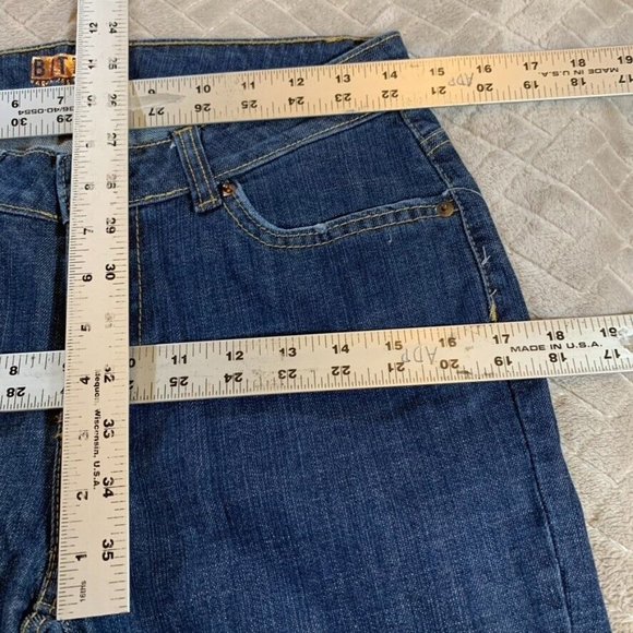 Bitten Womens 4p Denim Jeans Blue Flare Mid Rise Medium Wash Stretch - Picture 7 of 12